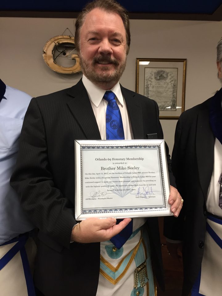 Br. Mike Seeley Honorary Membership Orlando Lodge 69
